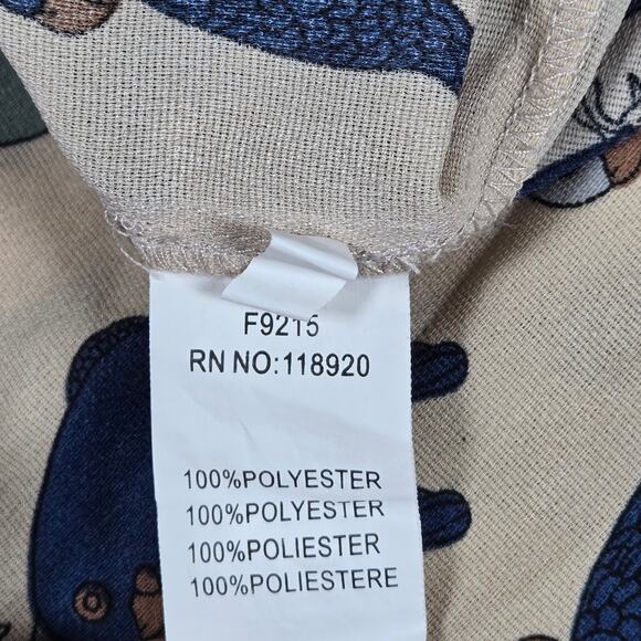 Frnch Love Bird Pattern Tan & Blue 3/4 Sleeve Blouse S/M - Picture 5 of 7